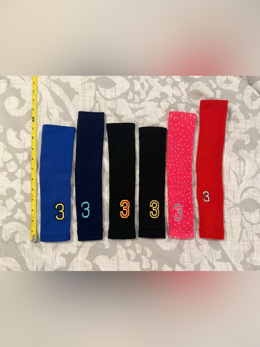 ⚾🥎🏈⚽️Custom Numbered Compression Arm Sleeve Bundle – Youth Size – #3 | 6 Sleeves